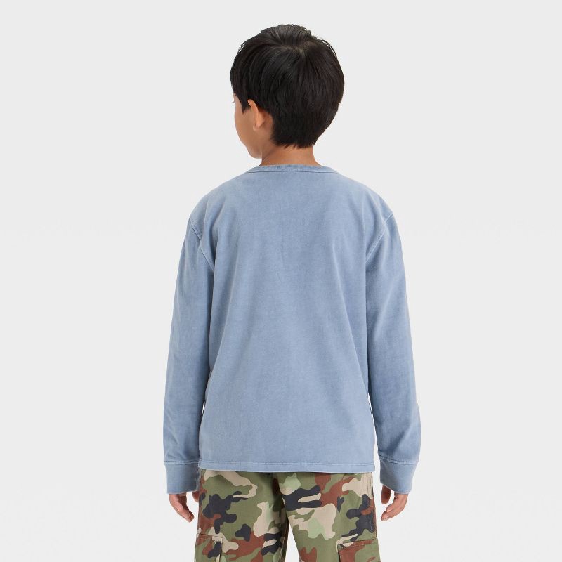 slide 2 of 3, Boys' Long Sleeve Henley T-Shirt - Cat & Jack™ Blue S, 1 ct
