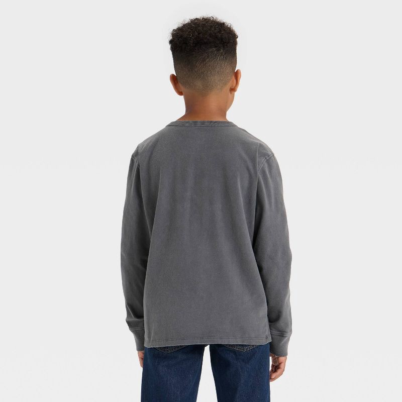 slide 2 of 3, Boys' Long Sleeve Henley T-Shirt - Cat & Jack™ Charcoal Gray M, 1 ct