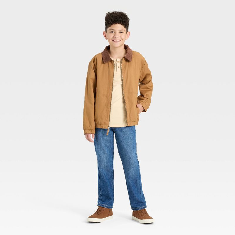 slide 3 of 3, Boys' Long Sleeve Henley T-Shirt - Cat & Jack™ Off-White XS, 1 ct