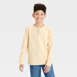 Boys' Long Sleeve Henley T-Shirt - Cat & Jack™ Off-White XS