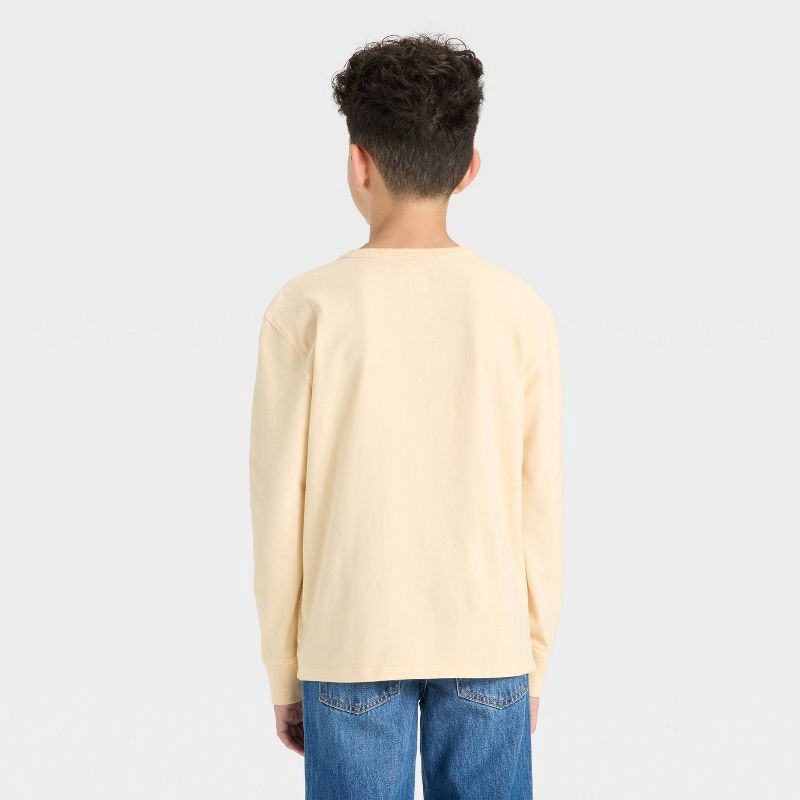 slide 2 of 3, Boys' Long Sleeve Henley T-Shirt - Cat & Jack™ Off-White S, 1 ct