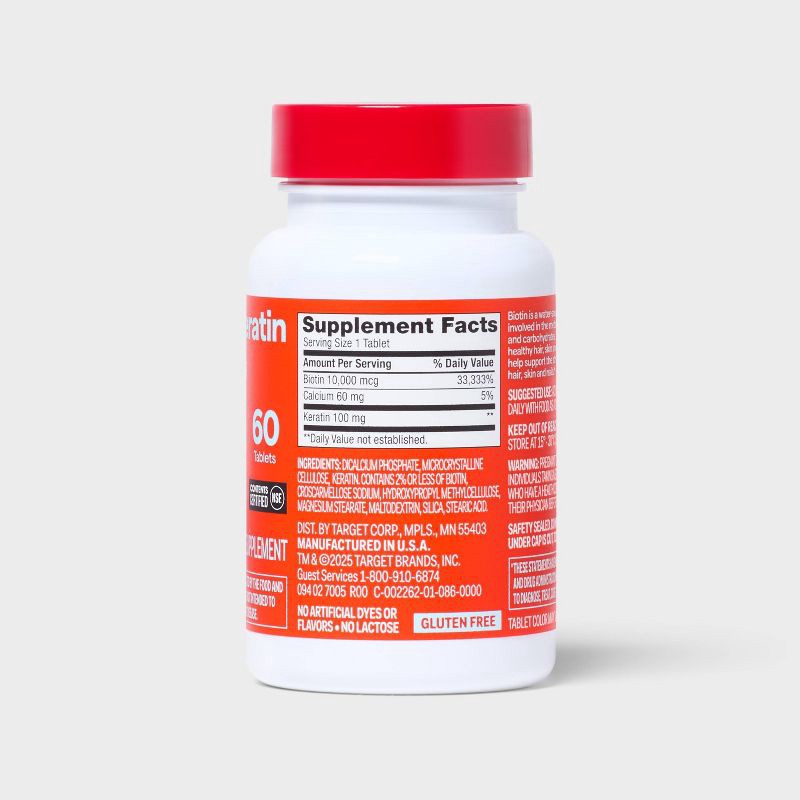 slide 3 of 5, Biotin Plus Keratin Caplets Dietary Supplement Tablets - 60ct - up&up™, 60 ct