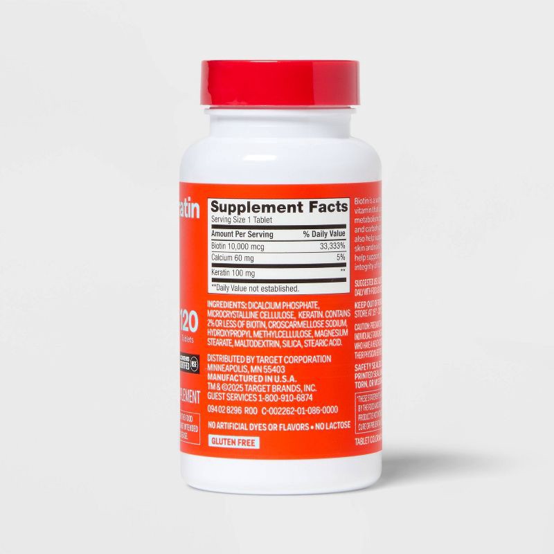 slide 3 of 5, Biotin with Keratin Dietary Supplement Tablets - 120ct - up&up™, 120 ct