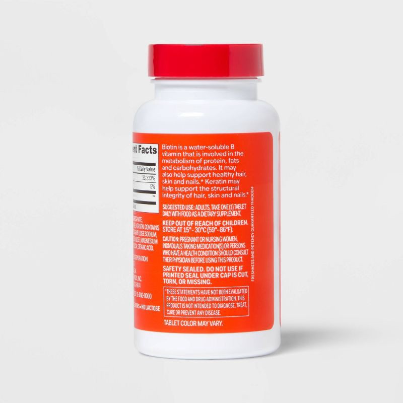 slide 4 of 5, Biotin with Keratin Dietary Supplement Tablets - 120ct - up&up™, 120 ct