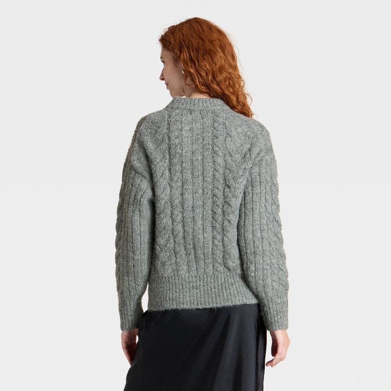 slide 2 of 3, Women's Cabled Sweater - A New Day™ Heather Gray XL, 1 ct