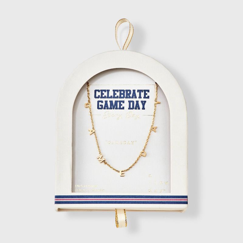 slide 3 of 4, 14K Gold Dipped "Game day" Initial Station Necklace - A New Day™ Gold, 1 ct