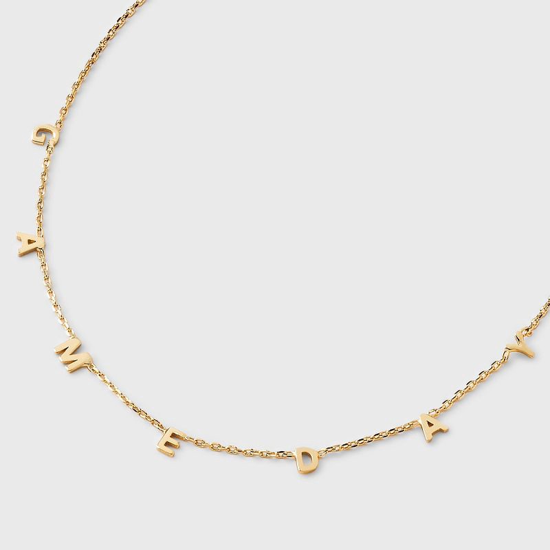 slide 4 of 4, 14K Gold Dipped "Game day" Initial Station Necklace - A New Day™ Gold, 1 ct