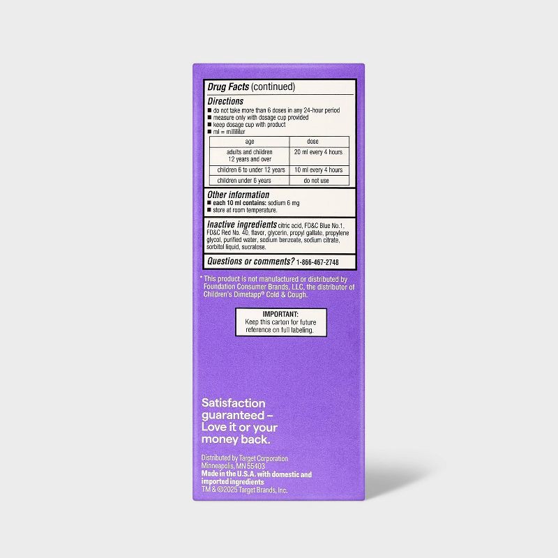 slide 4 of 4, Children's Multi-Symptom Daytime Cough/Cold Relief Syrup - Grape - 4 fl oz - up&up™, 4 fl oz