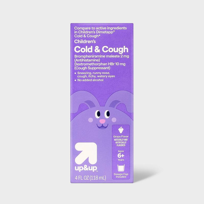 slide 1 of 4, Children's Multi-Symptom Daytime Cough/Cold Relief Syrup - Grape - 4 fl oz - up&up™, 4 fl oz