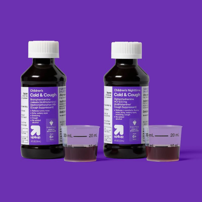 slide 2 of 5, Children's Multi-Symptom Day & Night Cold Relief Syrup - Grape - 2pk/8 fl oz - up&up™, 2 ct; 8 fl oz