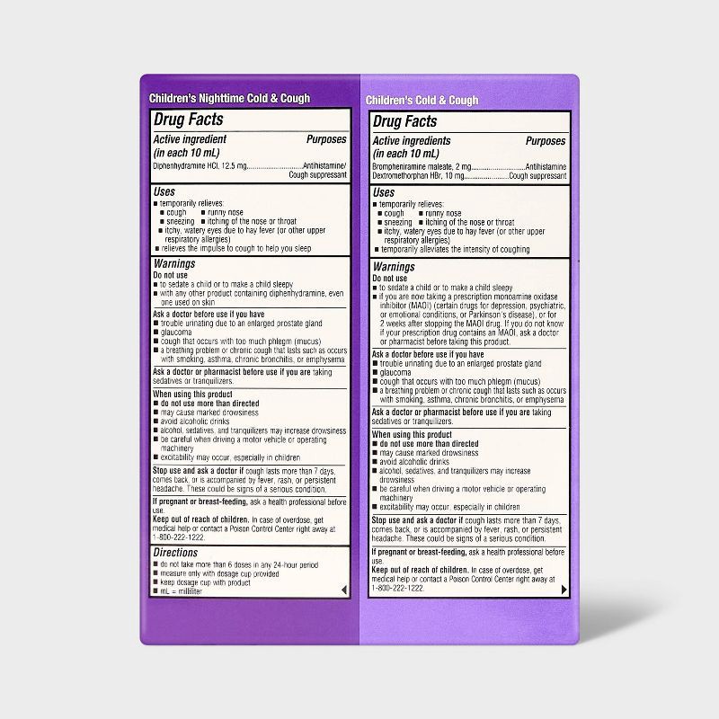 slide 3 of 5, Children's Multi-Symptom Day & Night Cold Relief Syrup - Grape - 2pk/8 fl oz - up&up™, 2 ct; 8 fl oz