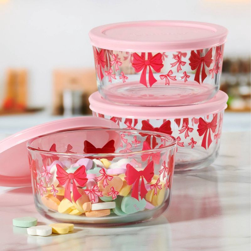 slide 3 of 4, Anchor 4c Glass Bows Food Storage Pink, 1 ct