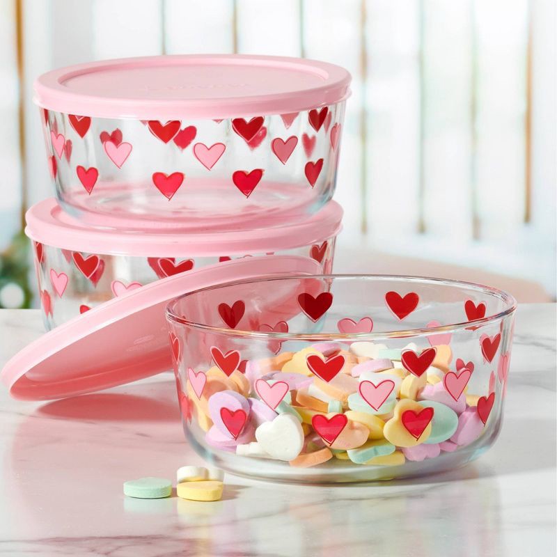 slide 3 of 4, Anchor 7c Glass Hearts Food Storage Pink, 1 ct