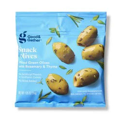 Snack Pitted Green Olives with Rosemary and Thyme - 1.05 oz - Good & Gather™