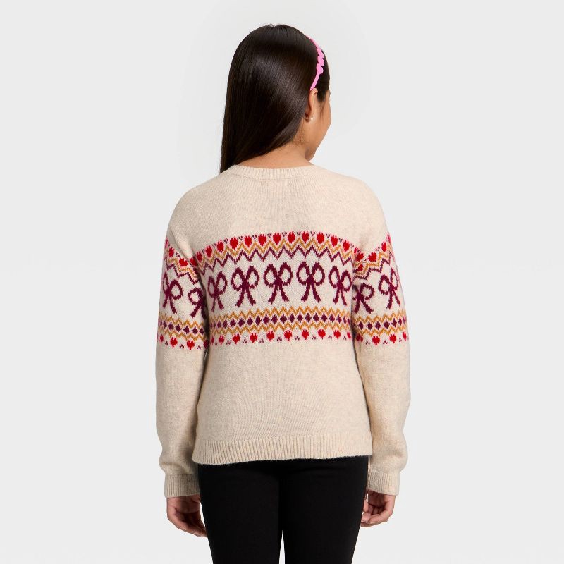 slide 2 of 3, Girls' Fair Isle Pullover Sweater - Cat & Jack™ Beige L, 1 ct