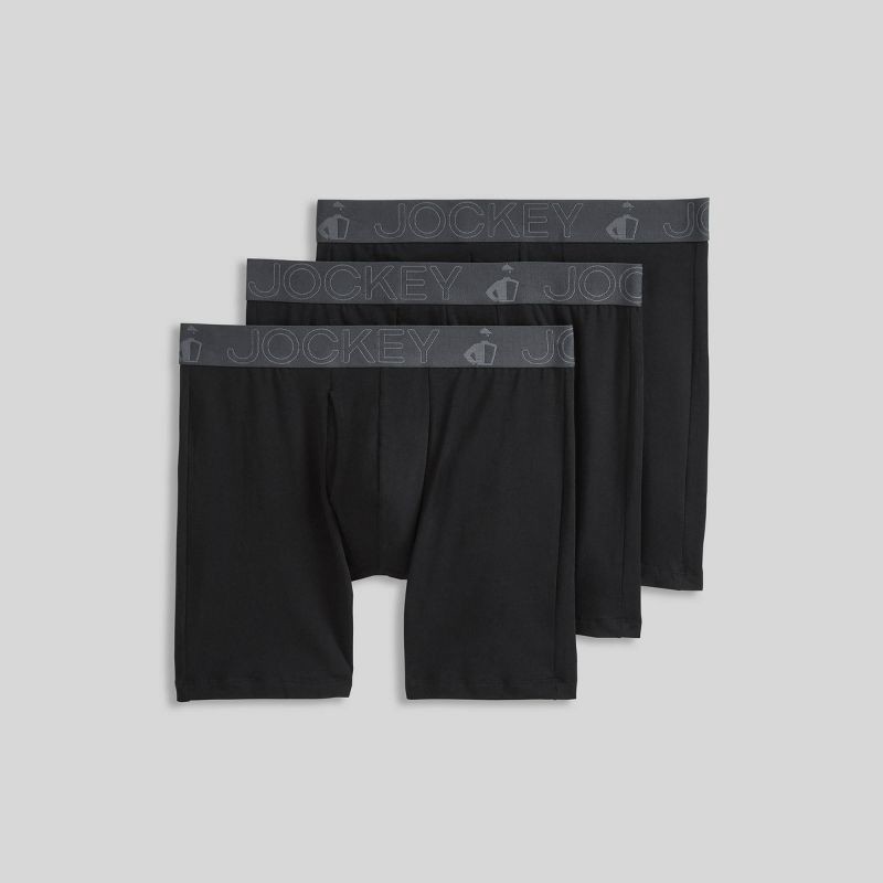 slide 3 of 4, Jockey Generation™ Men's Cotton Stretch 3pk Boxer Briefs - Black XXL, 3 ct