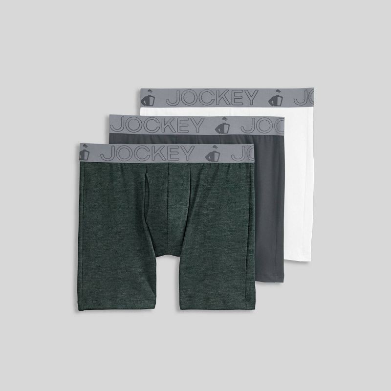 slide 3 of 4, Jockey Generation™ Men's Cotton Stretch 3pk Boxer Briefs - Gray/White L, 3 ct