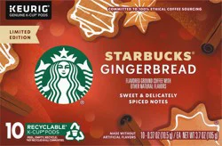 Starbucks K-Cup Coffee Pods, Gingerbread Naturally Flavored Coffee for Keurig Brewers, 100% Arabica, Limited Holiday Edition, 1 Box (10 Pods)