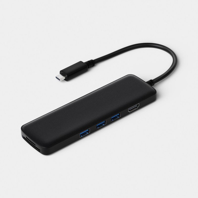 slide 2 of 3, USB-C 6-in-1 Hub with 1-4K HDMI 3 USB-A Gen3 and SD/TF Reader - dealworthy™, 1 ct