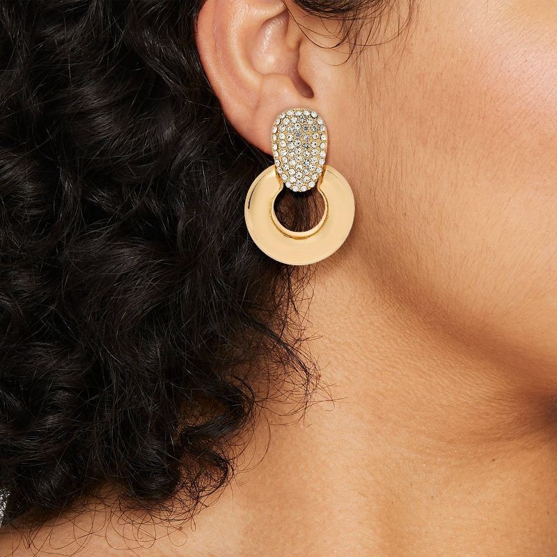 slide 2 of 3, Door Knocker Earrings with Pave Post - A New Day™ Gold, 1 ct