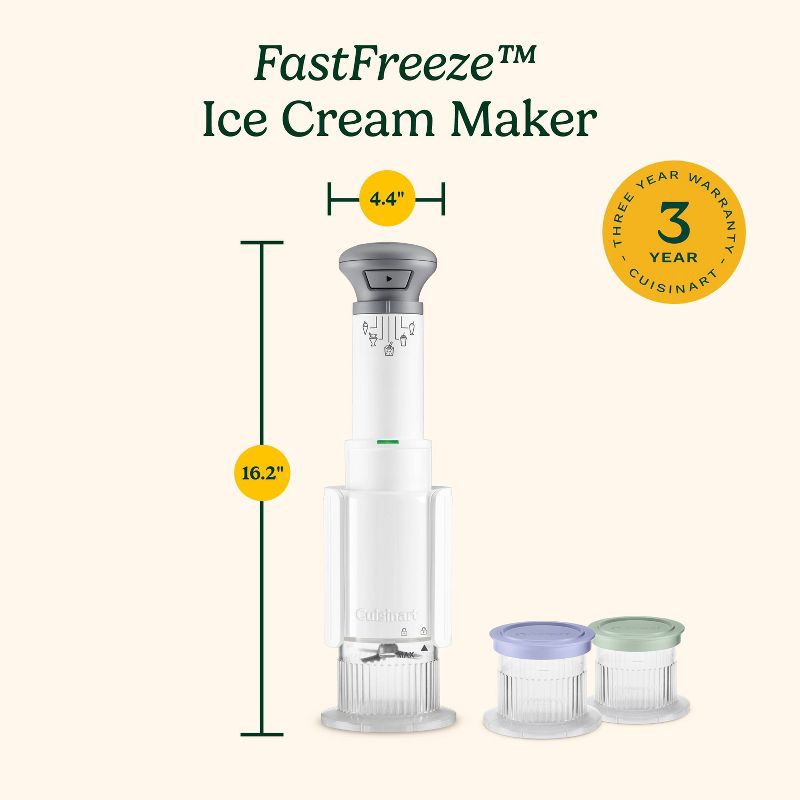 slide 9 of 9, Cuisinart FastFreeze 5-in-1 Ice Cream, Sorbet, Milkshakes, Slushies and Mix-In Frozen Dessert Maker, Includes 3 Mixing Cups with Lids ICE-FD10, 1 ct