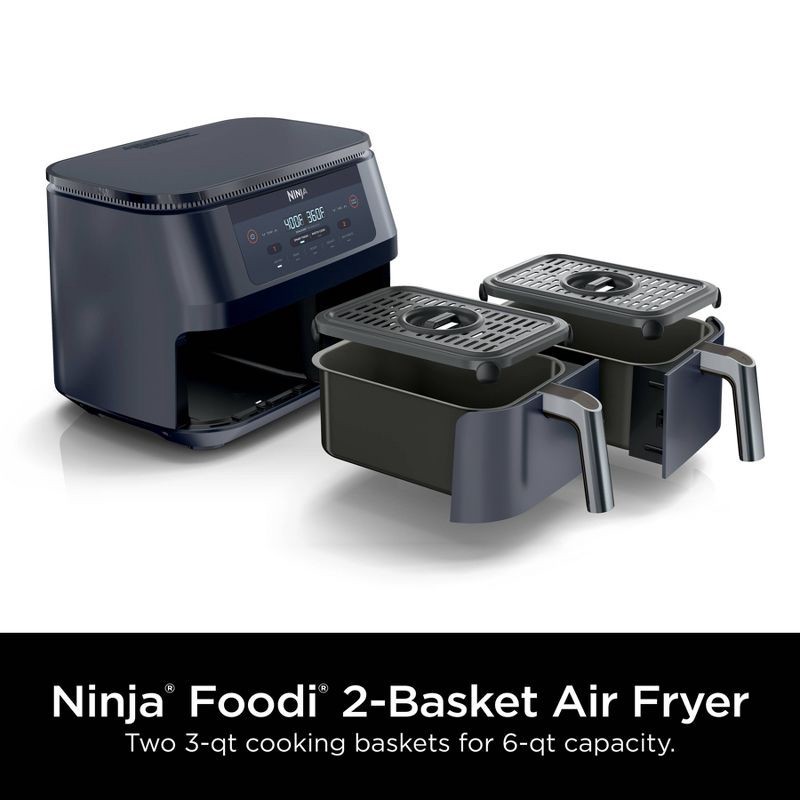 slide 10 of 11, Ninja Foodi 6qt 2 Basket Air Fryer Gray DZ090GY, 6 qt