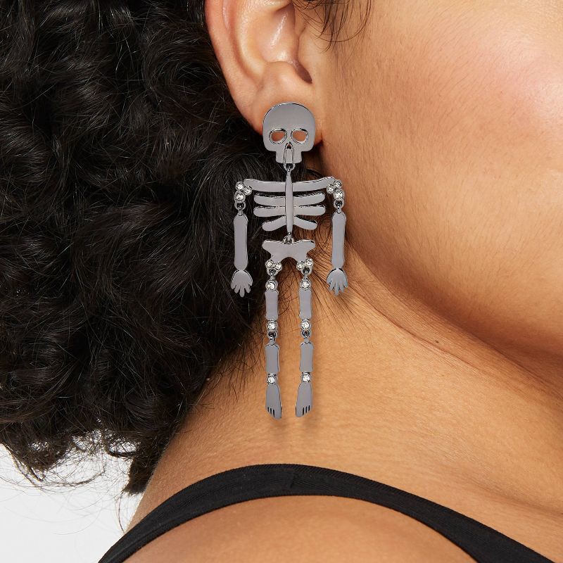slide 2 of 3, SUGARFIX by BaubleBar Halloween Cutie Bones Earrings - Silver, 1 ct