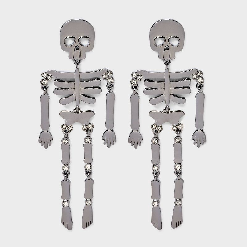 slide 1 of 3, SUGARFIX by BaubleBar Halloween Cutie Bones Earrings - Silver, 1 ct