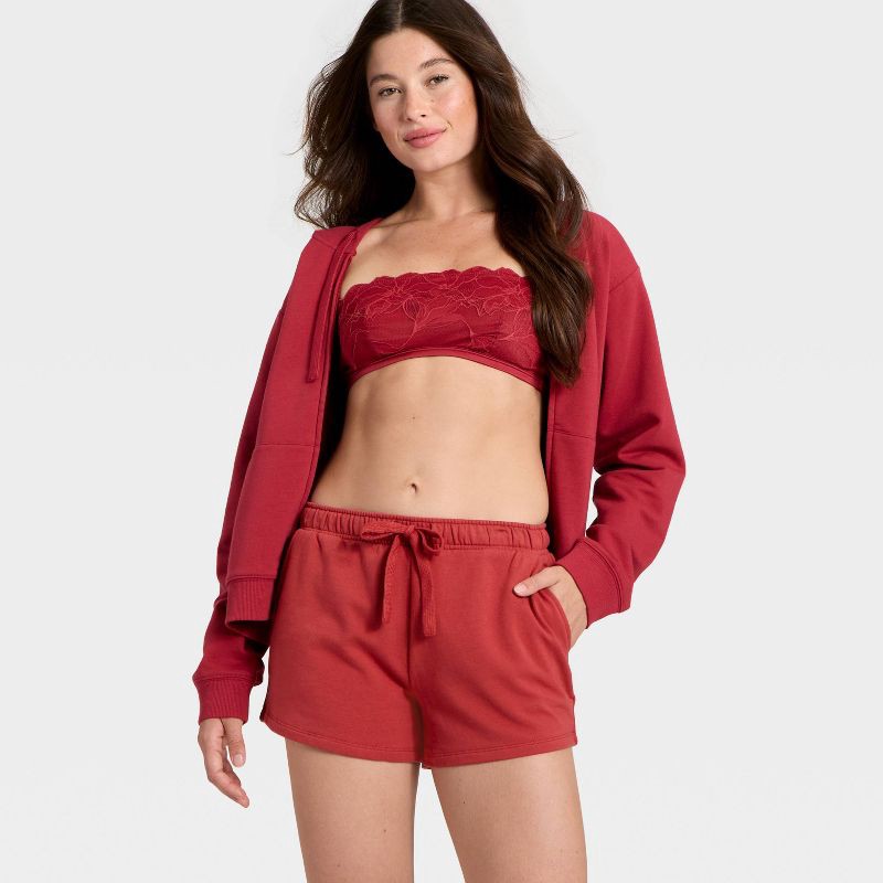 slide 3 of 3, Women's Fleece Shorts - Auden™ Red M, 1 ct
