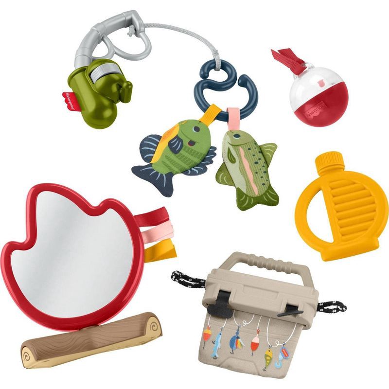 slide 3 of 9, Fisher-Price Mini Me Moments Camp & Crinkle Gift Set, Fishing & Hiking Baby Learning Activity Toys - 7pc, 7 ct