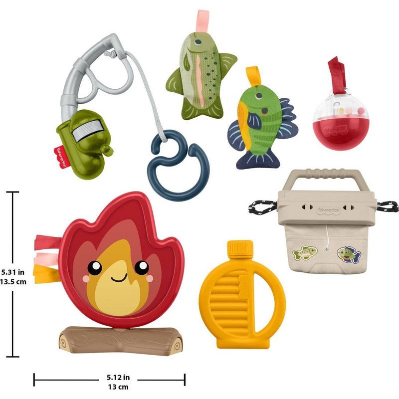 slide 4 of 9, Fisher-Price Mini Me Moments Camp & Crinkle Gift Set, Fishing & Hiking Baby Learning Activity Toys - 7pc, 7 ct