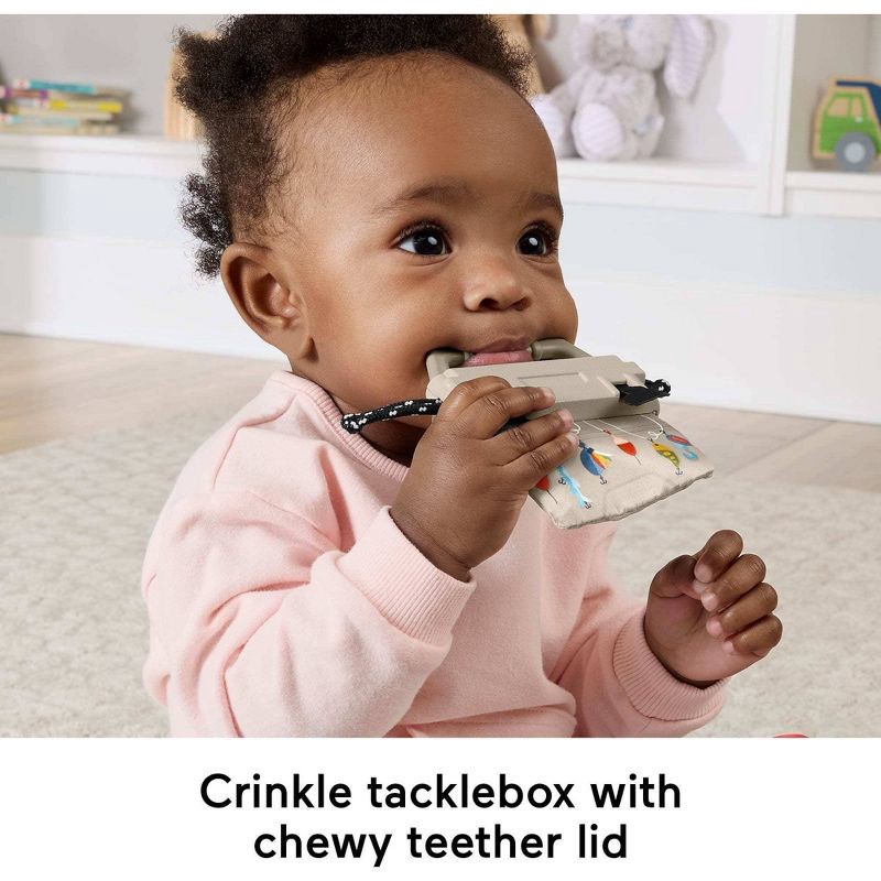 slide 7 of 9, Fisher-Price Mini Me Moments Camp & Crinkle Gift Set, Fishing & Hiking Baby Learning Activity Toys - 7pc, 7 ct