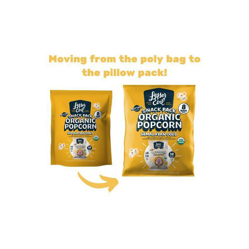 slide 4 of 4, LesserEvil Organic Popcorn Multipack Snacks Himalayan Gold - 3.68oz/8pk, 3.68 oz, 8 ct