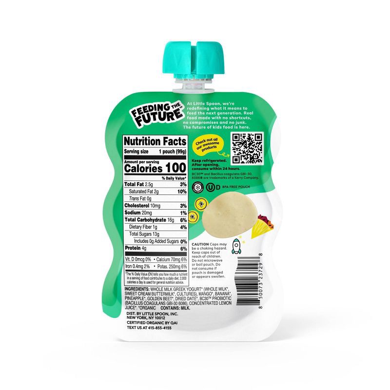 slide 3 of 6, Little Spoon YoGos Mango Organic Whole Milk Yogurt Kids' Yogurt Pouches - 3.5oz, 3.5 oz