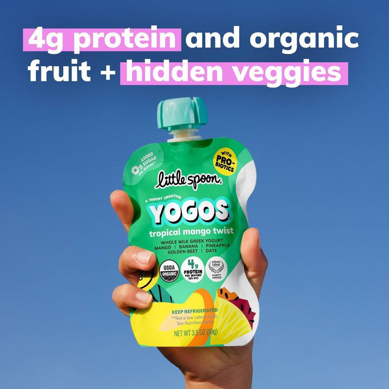 slide 4 of 6, Little Spoon YoGos Mango Organic Whole Milk Yogurt Kids' Yogurt Pouches - 3.5oz, 3.5 oz
