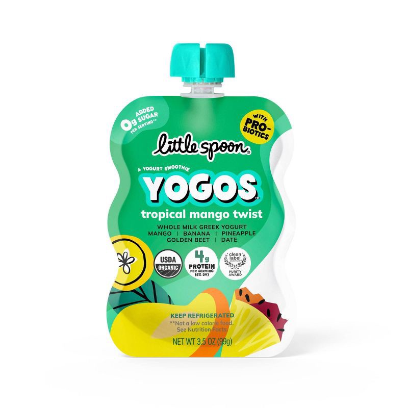 slide 1 of 6, Little Spoon YoGos Mango Organic Whole Milk Yogurt Kids' Yogurt Pouches - 3.5oz, 3.5 oz