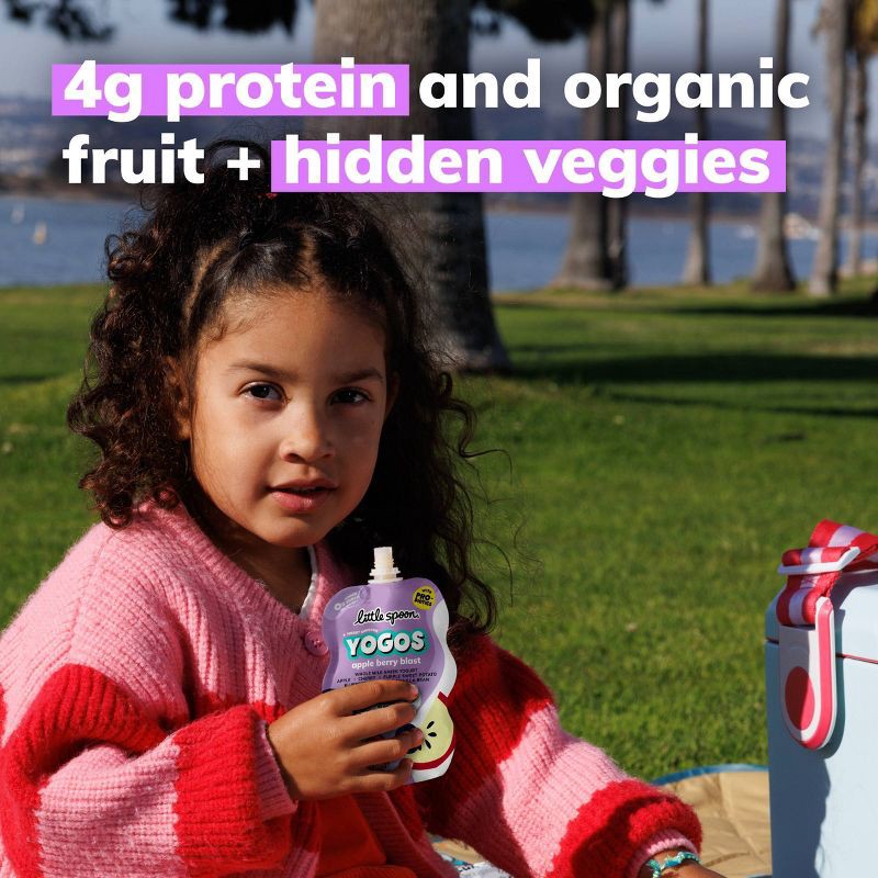 slide 4 of 7, Little Spoon YoGos Apple Berry Organic Whole Milk Kids' Greek Yogurt Pouches – 14oz/4ct, 4 ct; 14 oz