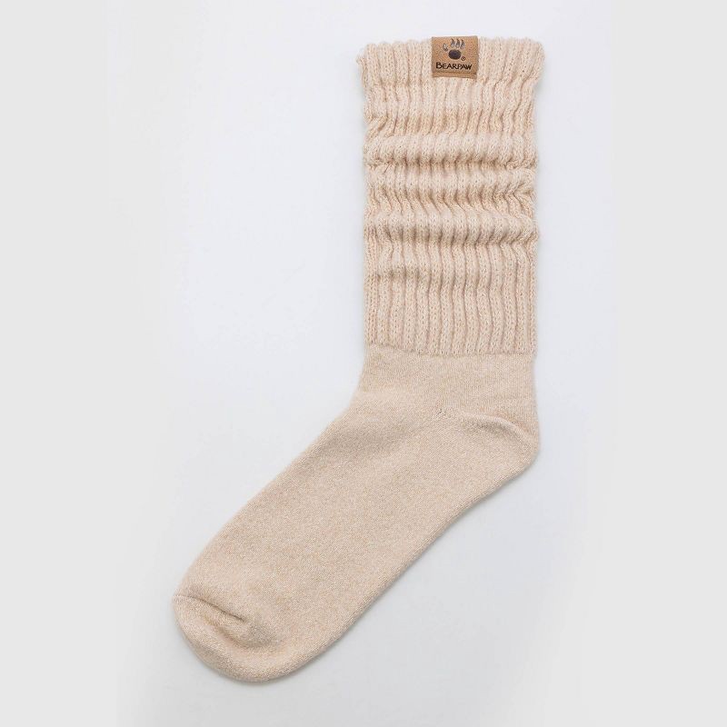 slide 2 of 3, Bearpaw Women's Boot Crew Socks Rib Leg Slouch 1pk - Oatmeal Heather, 1 ct