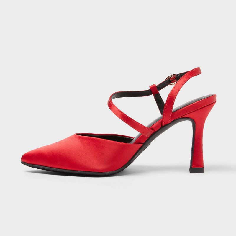 slide 2 of 3, Women's Rosemary Heels with Memory Foam Insole - A New Day™ Red 6.5, 1 ct