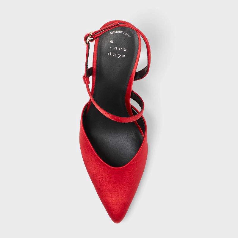 slide 3 of 3, Women's Rosemary Heels with Memory Foam Insole - A New Day™ Red 6.5, 1 ct