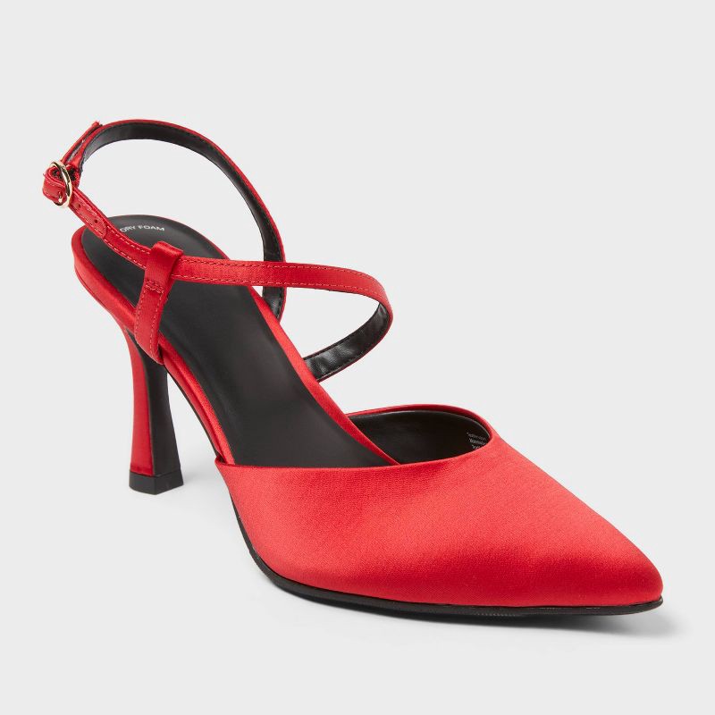 slide 1 of 3, Women's Rosemary Heels with Memory Foam Insole - A New Day™ Red 9, 1 ct