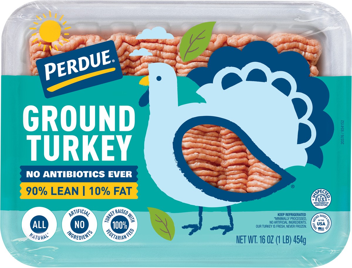 slide 3 of 3, PERDUE® No Antibiotics Ever Fresh Ground Turkey, 90% Lean 10% Fat, 1 lb. Tray, 16 oz