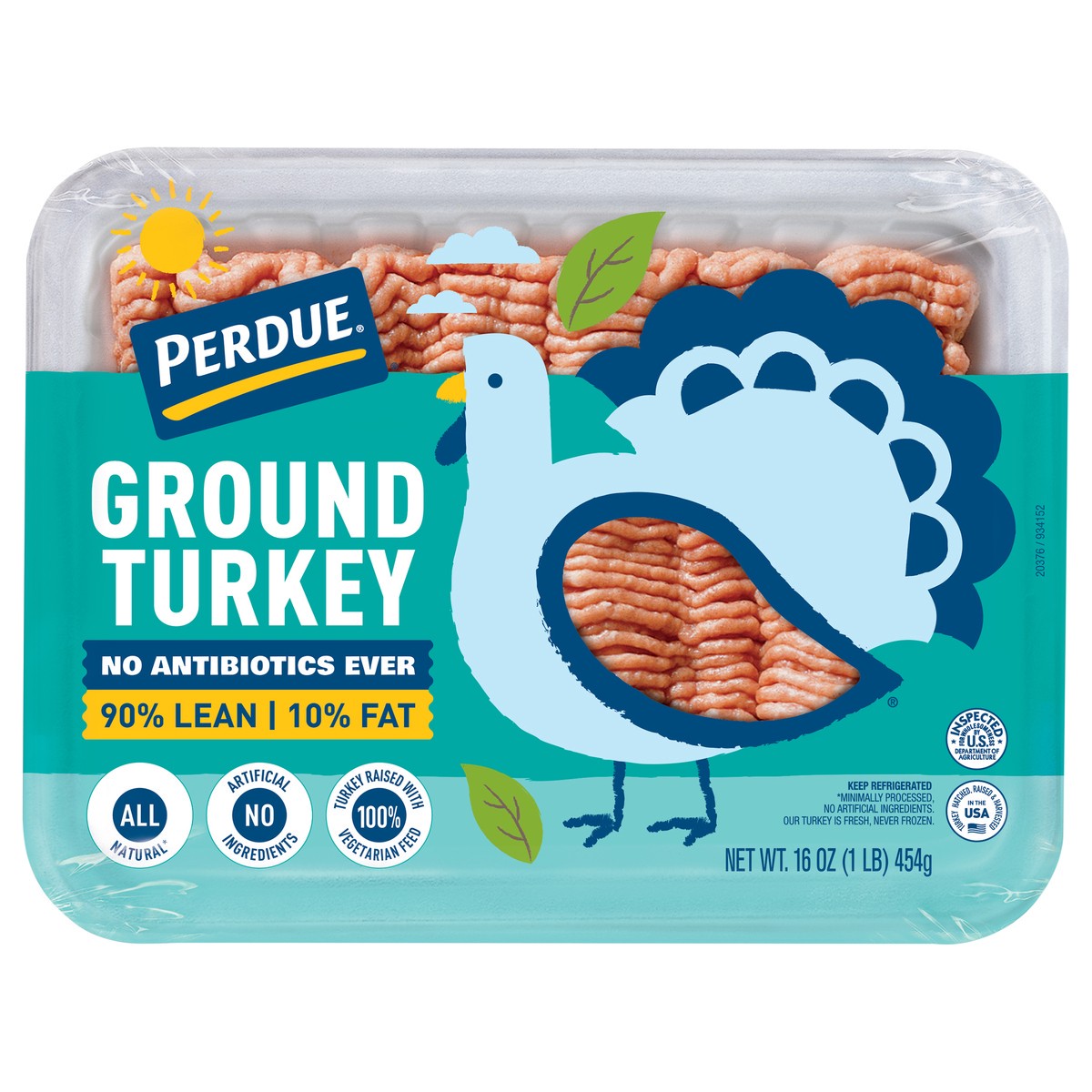 slide 1 of 3, PERDUE® No Antibiotics Ever Fresh Ground Turkey, 90% Lean 10% Fat, 1 lb. Tray, 16 oz