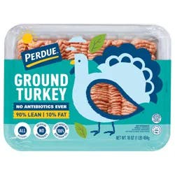 PERDUE® No Antibiotics Ever Fresh Ground Turkey, 90% Lean 10% Fat, 1 lb. Tray