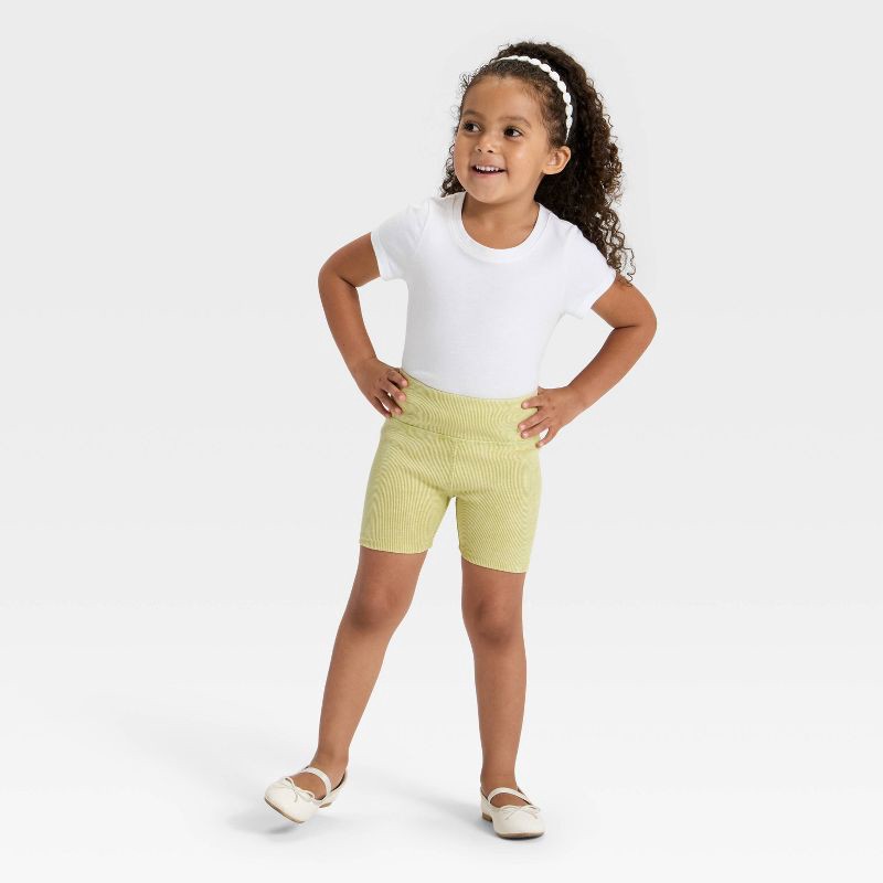slide 3 of 3, Grayson Mini Toddler Girls' Ribbed Biker Shorts - Green 2T, 1 ct