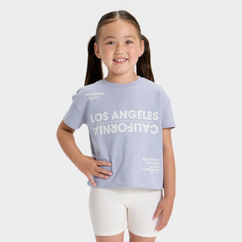 slide 2 of 4, Grayson Mini Toddler Girls' Los Angeles T-Shirt and Shorts Set - Blue 2T, 1 ct