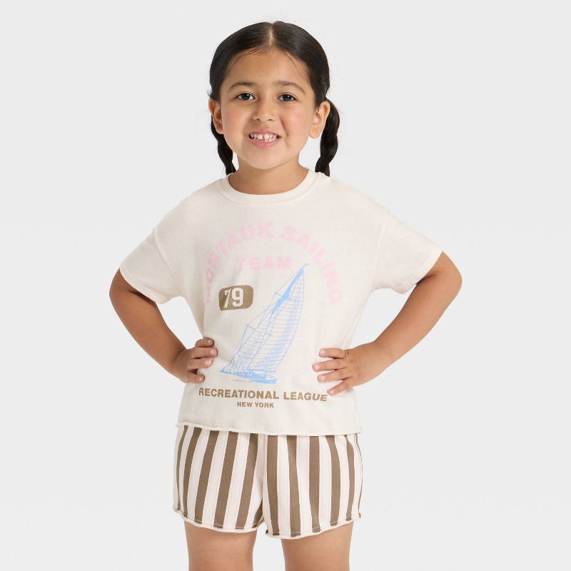 slide 4 of 4, Grayson Mini Toddler Girls' Los Angeles T-Shirt and Shorts Set - Cream 18M, 1 ct