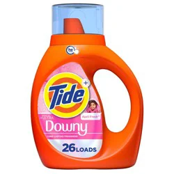 Tide + Downy April Fresh HE Concentrated Liquid Laundry Detergent 26 Loads - 37 fl oz: Paraben-Free, Bleach-Free, Phosphate-Free, Spill-Resistant Lid