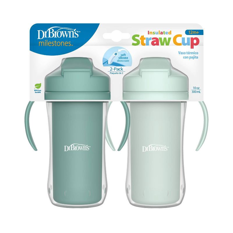 slide 2 of 8, Dr. Brown's 10oz Insulated Straw Cups - Sage - 2pk, 2 ct; 10 oz
