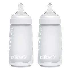 Dr. Brown's Silicone Baby Bottles - Clear - 9 fl oz/2pk: Level 2 Medium Flow, BPA-Free